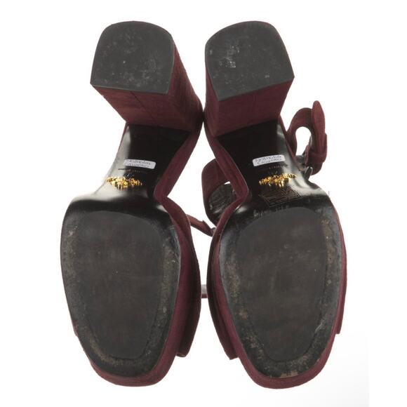 Prada Burgundy Suede Heels - Picture 5 of 5